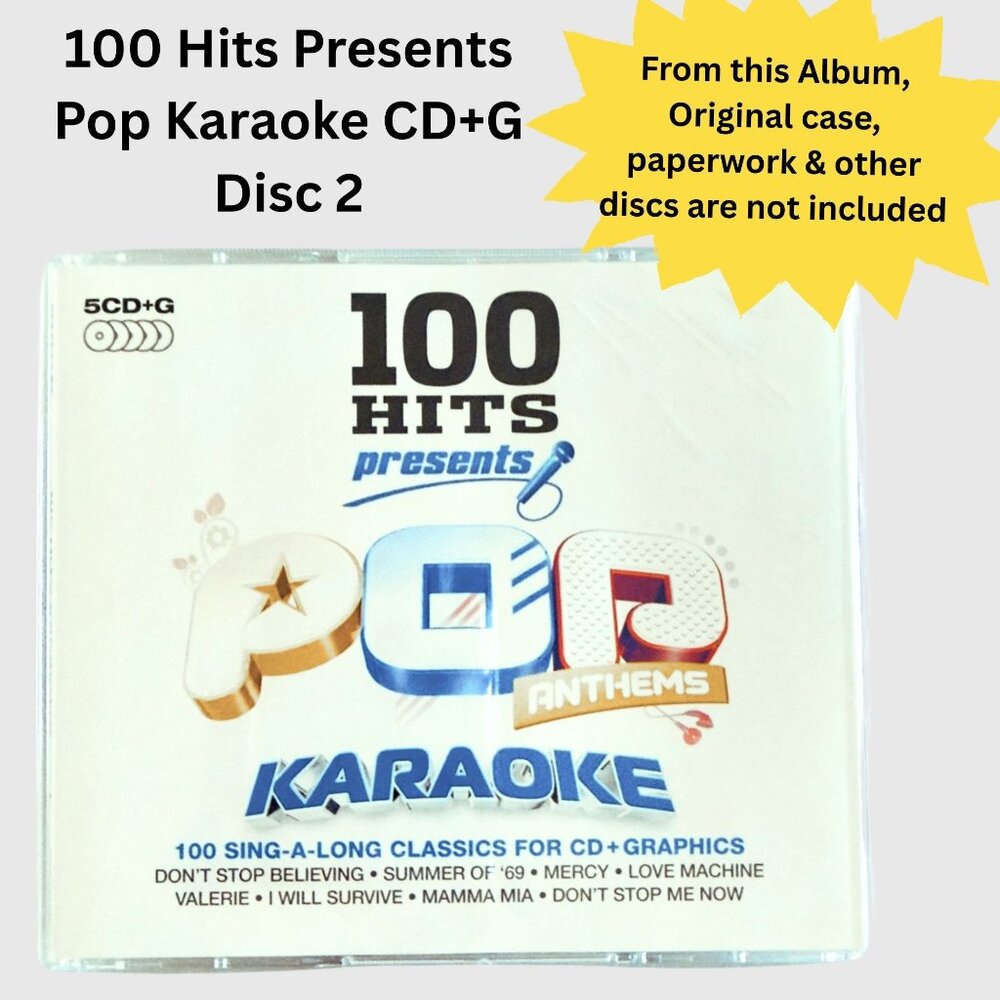 100 Hits Pop Anthems Karaoke Disc 2 CD+G Replacement Disc Karaoke Music - Picture 4 of 5